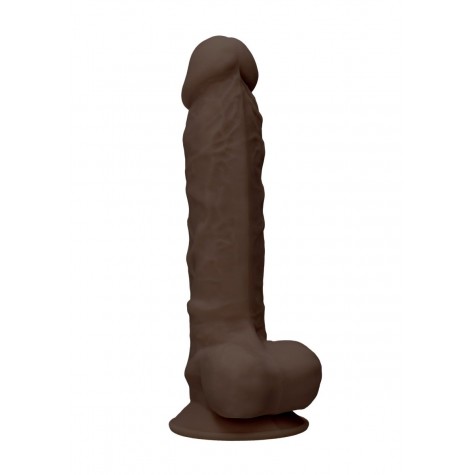 Коричневый фаллоимитатор Silicone Dildo With Balls - 22,8 см.