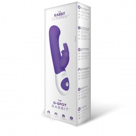 Фиолетовый стимулятор G-точки с клиторальным отростком The G-spot Rabbit - 22 см.